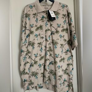 IZOD Golf Polo Shirt XL Tropical Blue Birds Excellent!